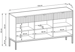 Komoda Delicious duża ryflowana czarna