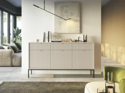 Komoda Delicious duża ryflowana kaszmir czarne nogi