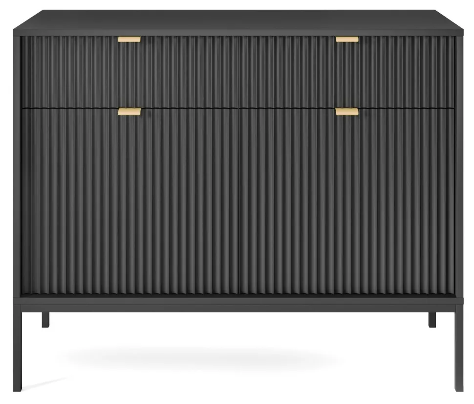 Komoda Delicious ryflowana czarna