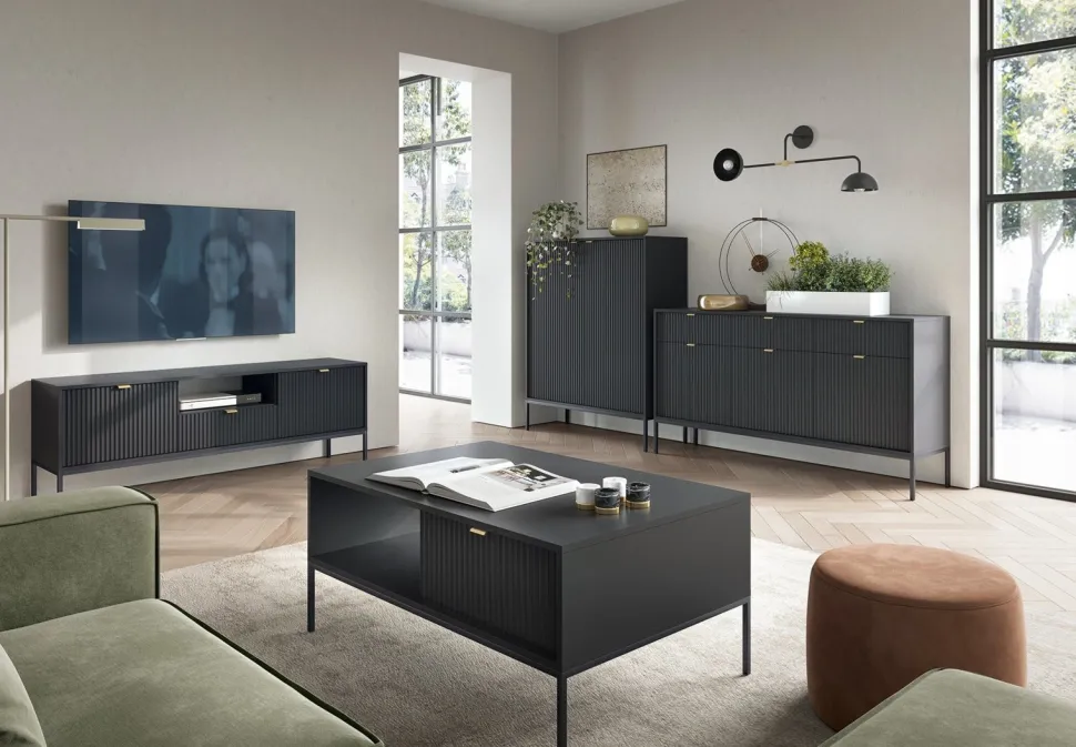 Komoda Delicious ryflowana czarna