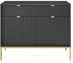 Komoda Delicious ryflowana czarna złote nogi