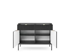 Komoda Delicious ryflowana czarna złote nogi