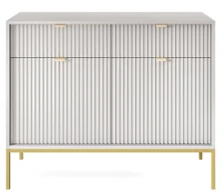 Komoda Delicious ryflowana szara złote nogi