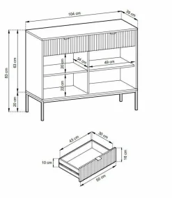 Komoda Delicious ryflowana szara złote nogi