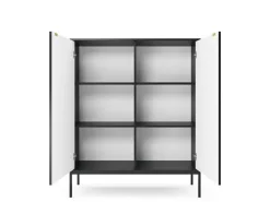 Komoda Delicious wysoka ryflowana czarna złote nogi