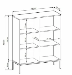 Komoda Delicious wysoka ryflowana czarna złote nogi