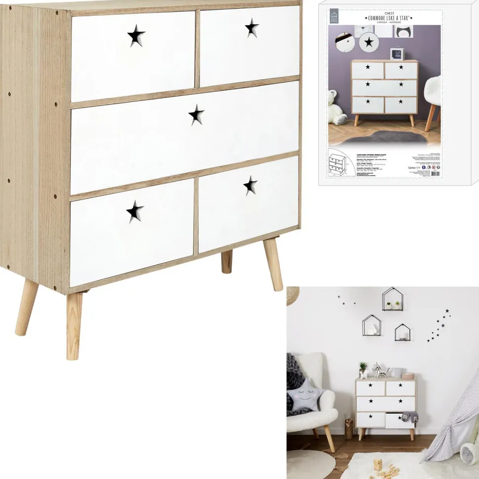 Komoda Etoile biała/ naturalna