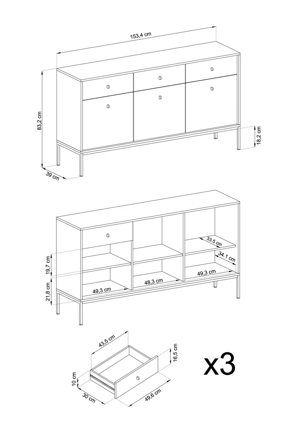 Komoda Evora duża granatowa