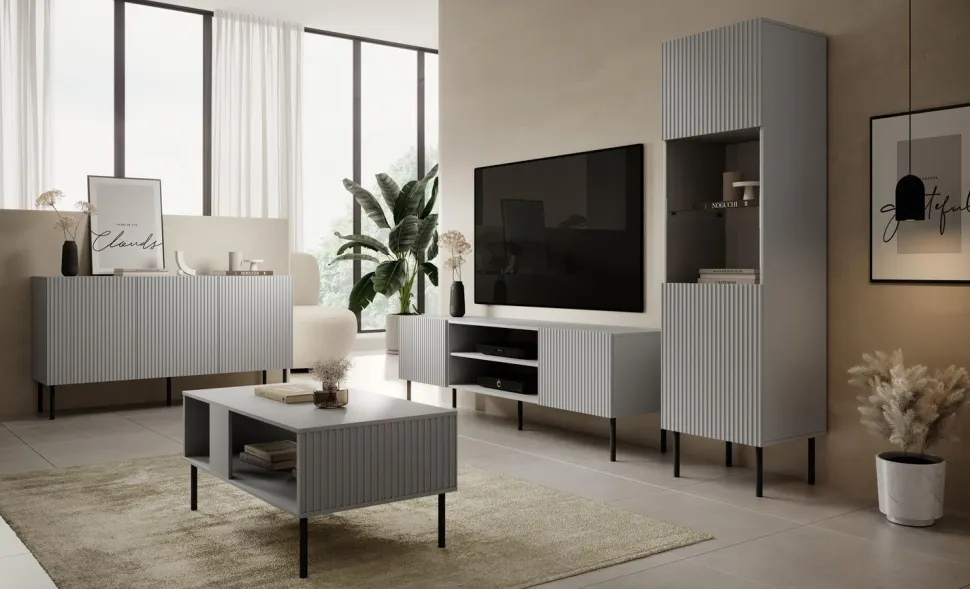 Komoda szeroka Harbin szara/czarna