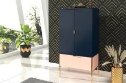 Komoda wysoka Polka Navy Blue / Pink