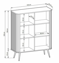 Komoda wysoka Seda beżowa/ nogi złote