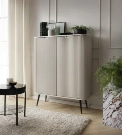 Komoda wysoka Seda beżowa/ nogi czarne