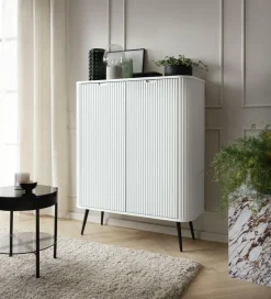 Komoda wysoka Seda biała/ nogi czarne