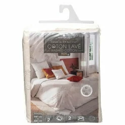 Komplet pościeli 260 x 240 cm beżowa jasna tuftowana