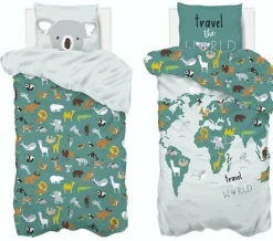 Komplet pościeli  dziecięcej z mapą świata 140 x 200 cm