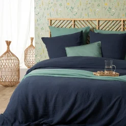 Komplet pościeli Origines 260 x 240 cm  niebieska, prana bawełna tuftowana