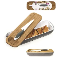 Komplet 3w1 deska, pojemnik i nóż szary