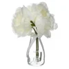 Kompozycja 3 sztucznych piwonii w szklanym wazonie biały