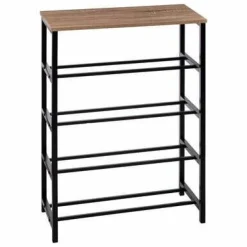 Konsola z półkami na buty Aliaj  naturalna/czarna