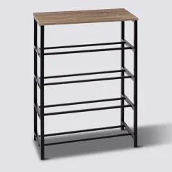 Konsola z półkami na buty Aliaj  naturalna/czarna