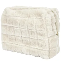 Kosmetyczka futrzana kremowa