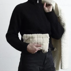 Kosmetyczka/saszetka futrzana kremowa