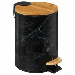 Kosz na śmieci Léa wolnoopadający czarny  marmur