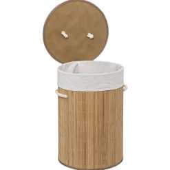Kosz na pranie bambusowy okrągły 48L