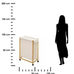Kosz na pranie bambusowy na kółkach