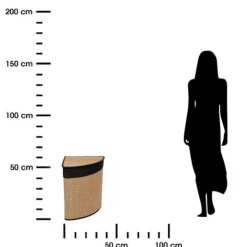 Kosz na pranie narożny z bambusa i czarnej tkaniny 48L