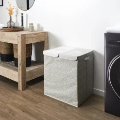 Kosz na pranie podwójny 50x41x57 szary  tkanina