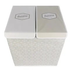 Kosz na pranie podwójny 50x41x57 szary  tkanina