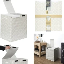 Kosz na pranie podwójny 50x41x57 szary  tkanina