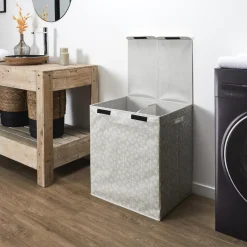 Kosz na pranie podwójny 50x41x57 szary  tkanina