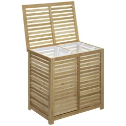 Kosz na pranie Sicela podwójny bambusowy 2x50L