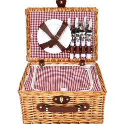 Kosz piknikowy z zastawą dla 4 osób wiklinowy