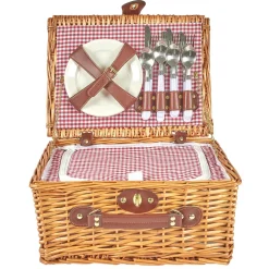 Kosz piknikowy z zastawą dla 4 osób wiklinowy