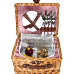 Kosz piknikowy z zastawą dla 4 osób wiklinowy