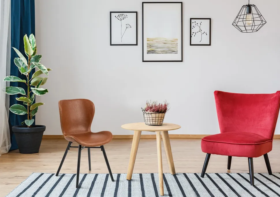 Krzesło Batilda Retro brandy /czarne tapicerowane