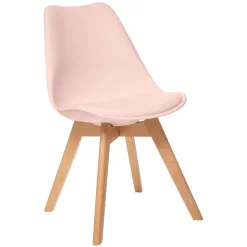 Krzesło Baya różowe, nogi bukowe