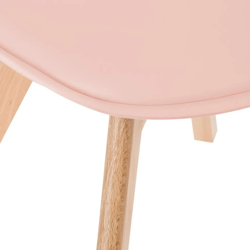 Krzesło Baya różowe, nogi bukowe