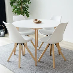 Krzesło Bergen białe PU/ naturalne