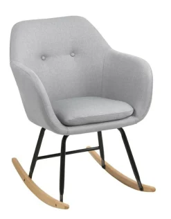 Krzesło bujane Emilia szare jasne tapicerowane
