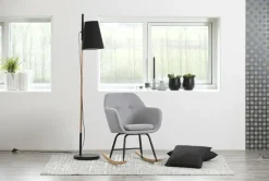 Krzesło bujane Emilia szare jasne tapicerowane