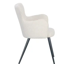 Krzesło Cherson białe tkanina teddy bear tapicerowane