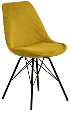 Krzesło Eris Sztruks Żółte tapicerowane