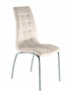 Krzesło Ezara Velvet beżowe/srebrne nogi