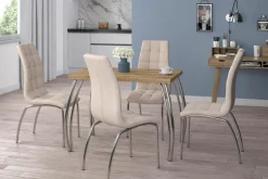 Krzesło Ezara Velvet beżowe/srebrne nogi