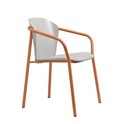 Krzesło Finn z podłokietnikami szary ter drewniane