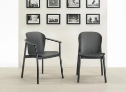 Krzesło Finn z podłokietnikami szary mat drewniane